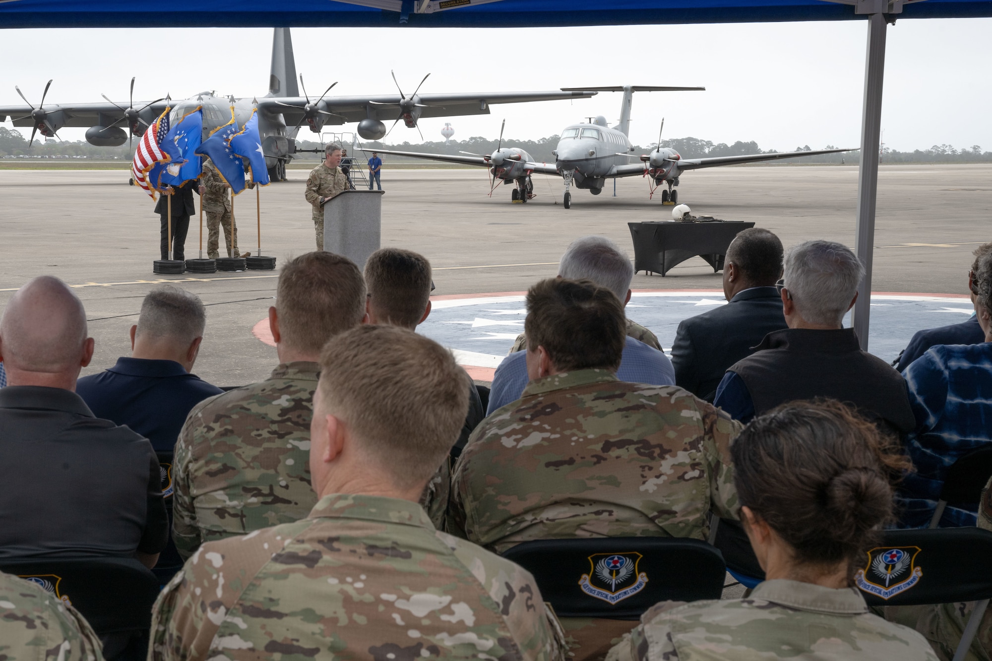 The ceremony recognized the delivery of the first missionized OA-1K Skyraider II to AFSOC.