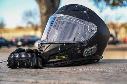Motorcycle helmet and gloves