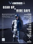 Gear up and ride safe graphic from Air Force Safety Center, Airman wearing motorcycle gear.