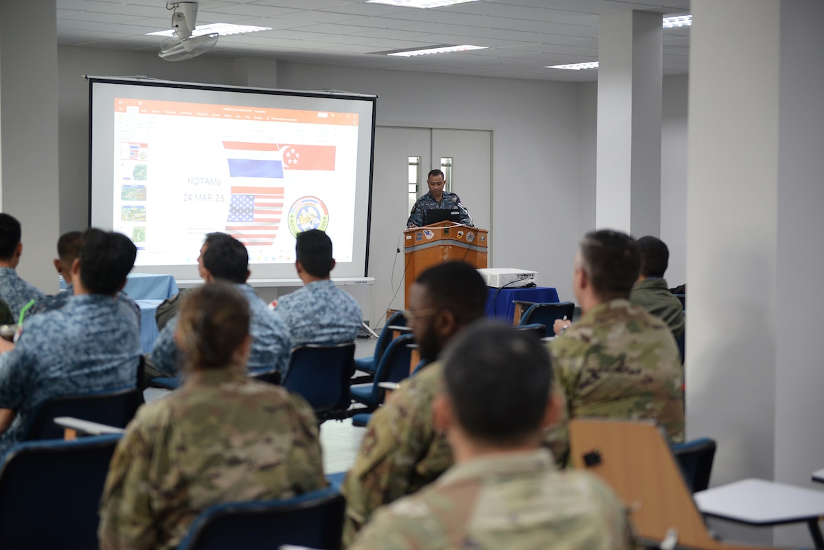 Partner militaries are briefed during an exercise.