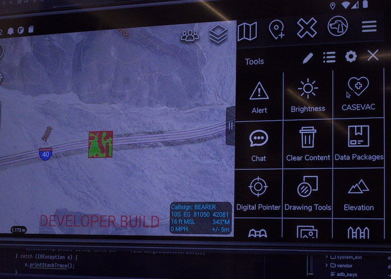 The Augmented Reconnaissance and Estimate of the Situation (ARES) software application is displayed on a monitor at the Marine Corps Software Factory (MCSWF) in Austin, Texas, 17 - 29 March, 2025. Marines assigned to the Marine Innovation Unit (MIU) are assisting MCSWF in the development and production of software solutions that address critical needs for the Marine Corps, including an update to ARES that predicts helicopter landing zones based on topographical data. MIU is a Selected Marine Corps Reserve unit headquartered in Newburgh, N.Y. that accelerates the development and adoption of advanced capabilities across the Marine Corps. (U.S. Marine Corps photo by Cpl. Orion Stpierre)