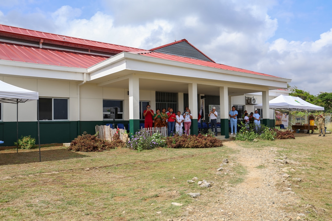 U.S. Southern Command, U.S. Embassy and Joint Task Force-Bravo members visit a newly donated health clinic in Guna Yala, Panama during PANAMAX-Alpha Phase 0, April 1, 2025.