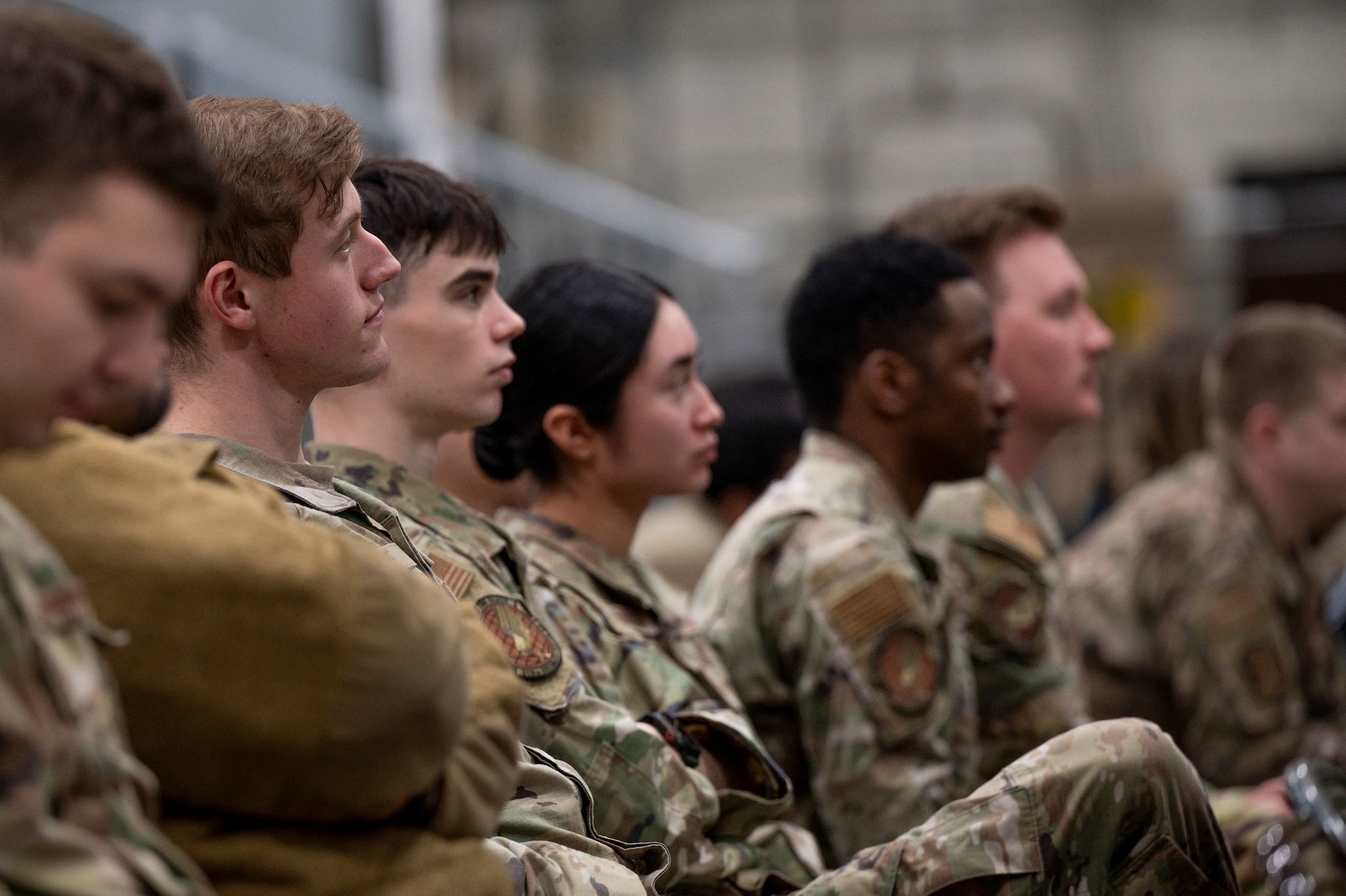 Airmen attend a Military and Family Readiness Center pre-deployment event at Grand Forks Air Force Base, N.D., Mar. 27, 2025.