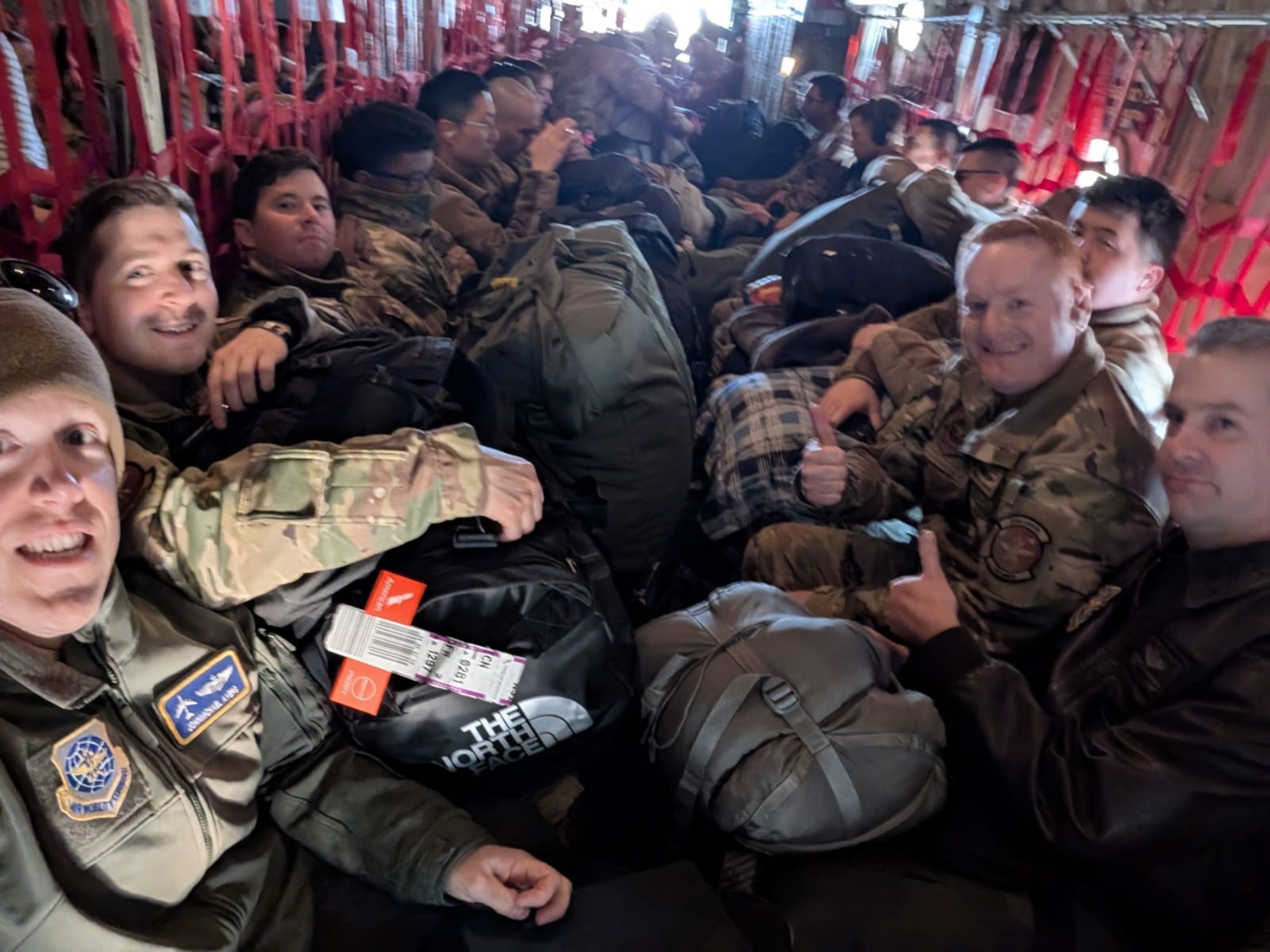 Members fly in aircraft.