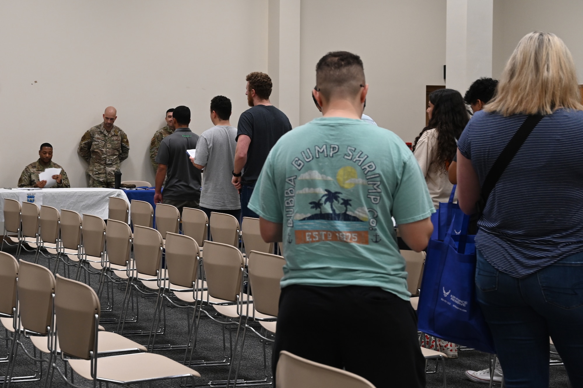 IRR members line up to update their information during IRR muster.