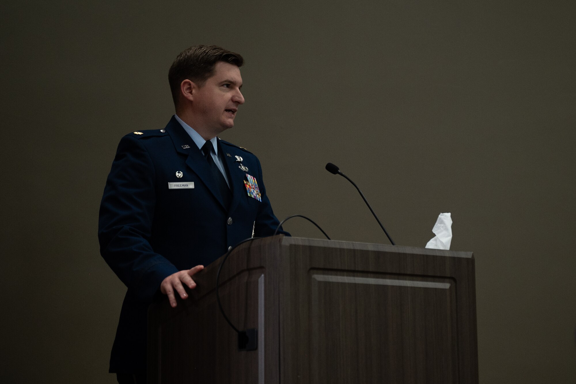 Chief Master Sgt. Robert Beabout, 932nd Security Forces Squadron, was promoted during a ceremony April 5, 2025, Scott Air Force Base, Illinois. Obtaining the distinguished rank of chief master sergeant is a momentous occasion, as only one percent of the United States Air Force enlisted personnel can hold that rank. (U.S. Air Force photo by Senior Airman Benjamin Cowles)