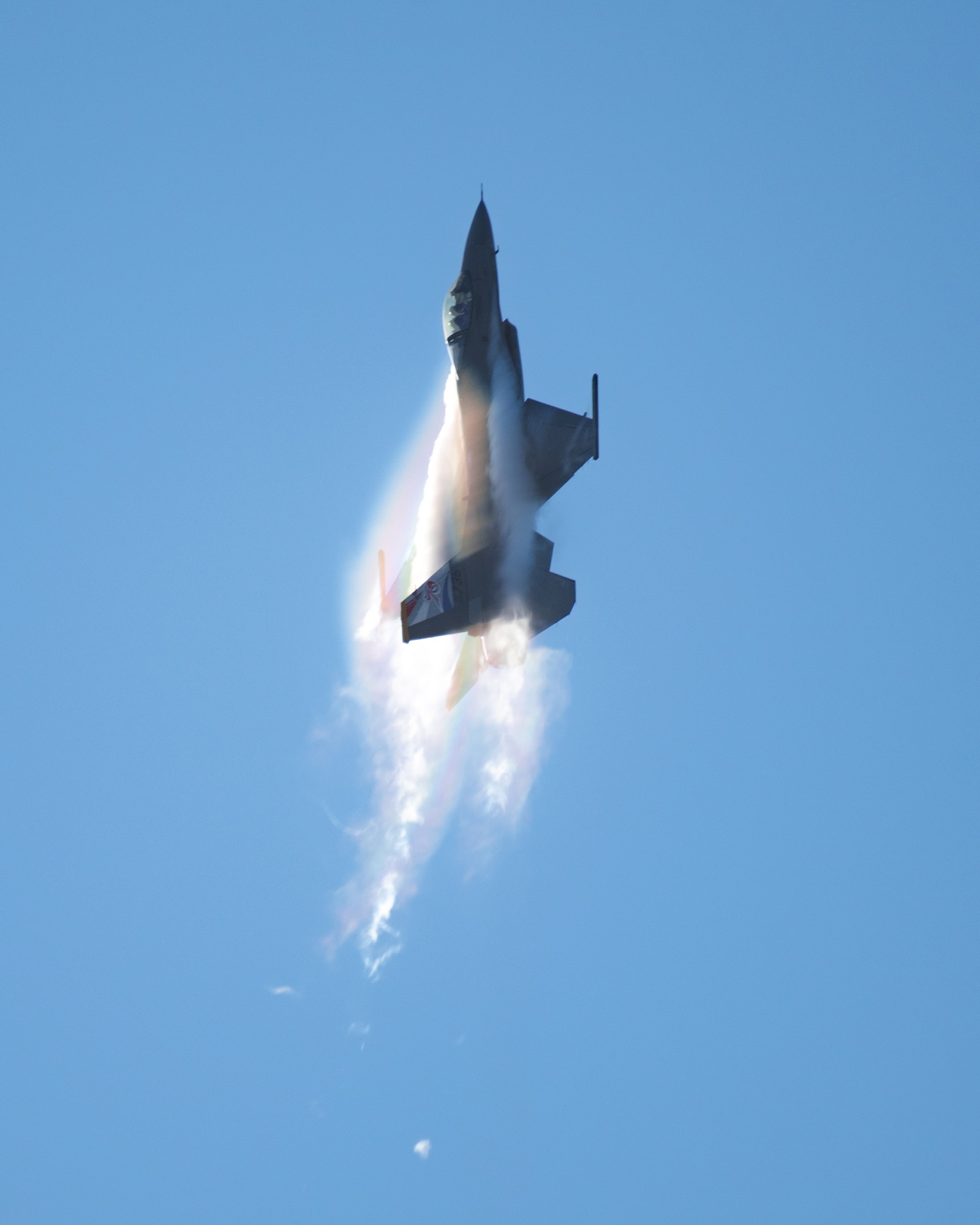 Fighter jet climbs straight up into the sky