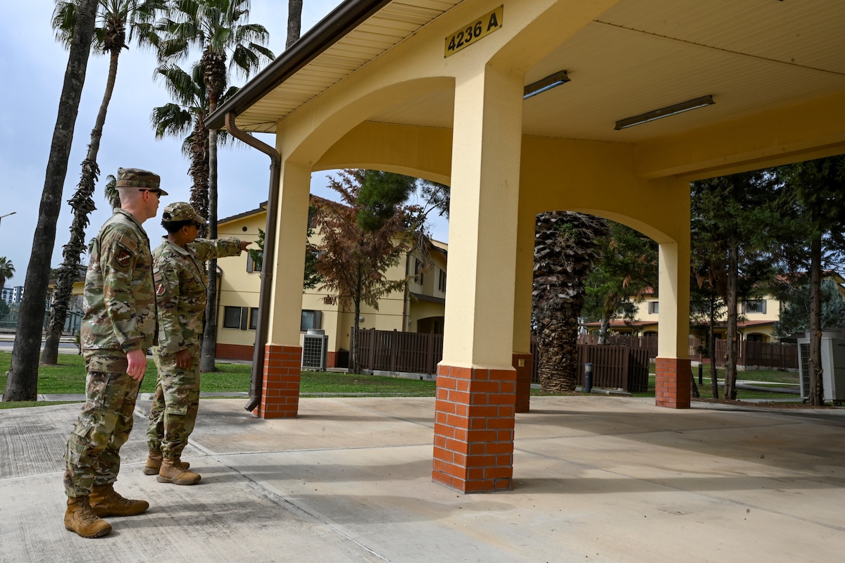 Leadership from the 39th Air Base Wing tour base housing newly designated for accompanied dependents at Incirlik Air Base, Türkiye, March 18, 2025. The Department of Defense has approved updates to overseas tour lengths for military and civilian personnel assigned to permanent duty locations in Türkiye. Under the revised policy, inbound personnel will have the option to select either a 24-month accompanied tour or a 12-month unaccompanied tour. For personnel assigned to Incirlik Air Base, accompanied dependents must be 18 years of age or older. (U.S. Air Force photo by Senior Airman Haiden Morris)