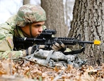 Illinois Army National Guard Spc. James Outlaw mans his position during base defense training at Marseilles Training Area on March 31.