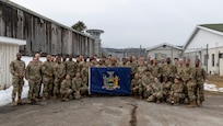 New Army York National Guard service members assigned to the 53rd Troop Command, 101st Expeditionary Signal Battalion, and 642 Aviation Support Battalion, pose for a group photo at Eastern Correctional Facility in Napanoch, N.Y., Feb 25, 2025.