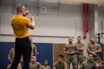 A Department of Corrections and Community Supervision instructor speaks to New York National Guardsmen at their DOCCS training facility in Albany on March 10, 2025.