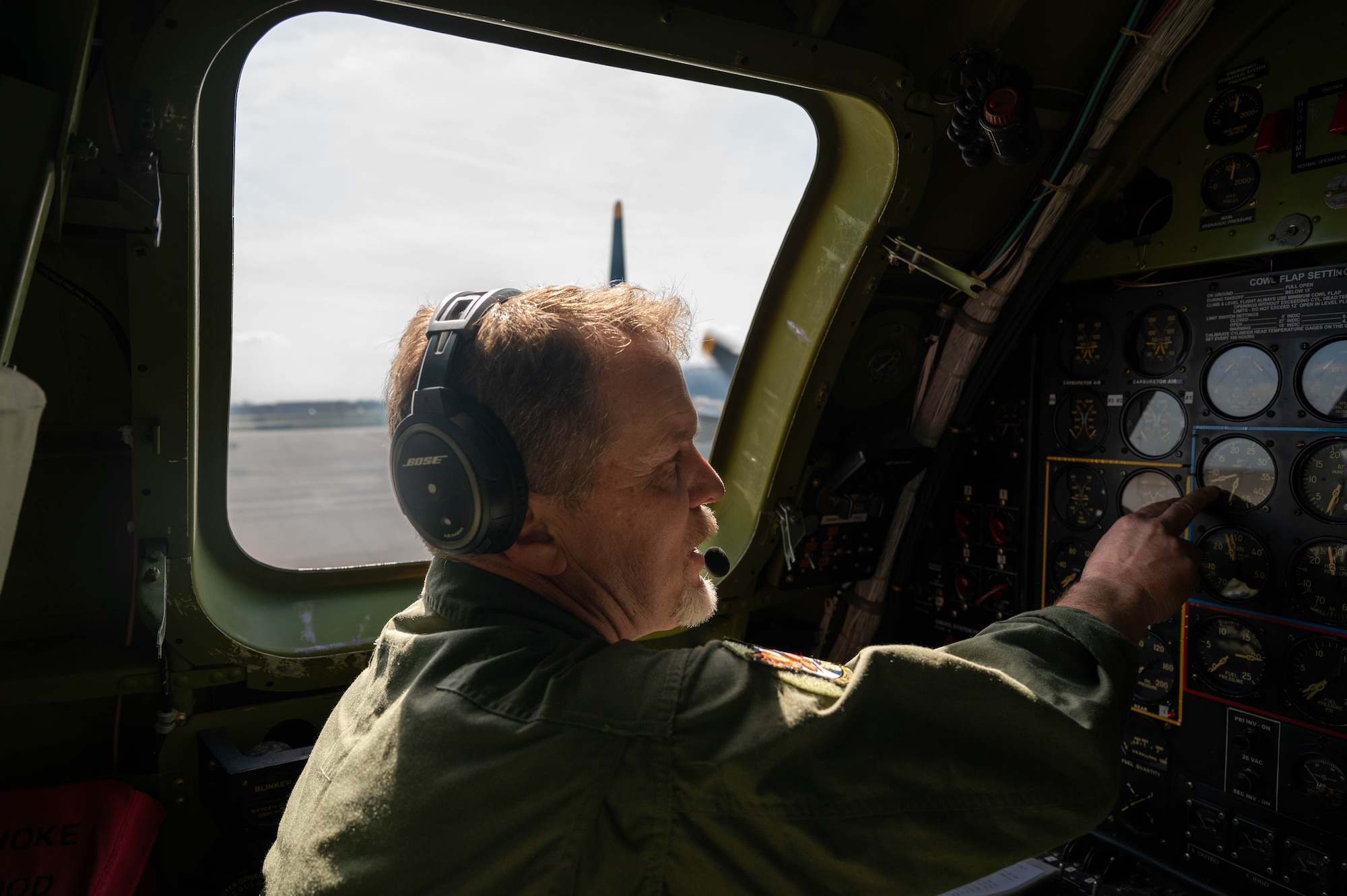 Donald Obreiter, 97th Maintenance Squadron director and Doc maintenance director, prepares the engines for a flight in Wichita, Kansas, April 2, 2025. Obreiter has worked on Doc since 2012. (U.S. Air Force photo by Senior Airman Kari Degraffenreed)
