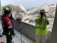 Members of a U.S. military Joint Engineer Response team and Thai counterparts assess damage and structural integrity after a 7.7 magnitude earthquake affected Thailand and its neighbor countries on March 28, 2025.