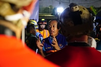 U.S. Indo-Pacific Command military personnel work alongside Thai military and first responders near the collapsed State Audit Office building in Bangkok, which fell after a 7.7 magnitude earthquake affected Thailand and its neighboring countries on March 28, 2025.