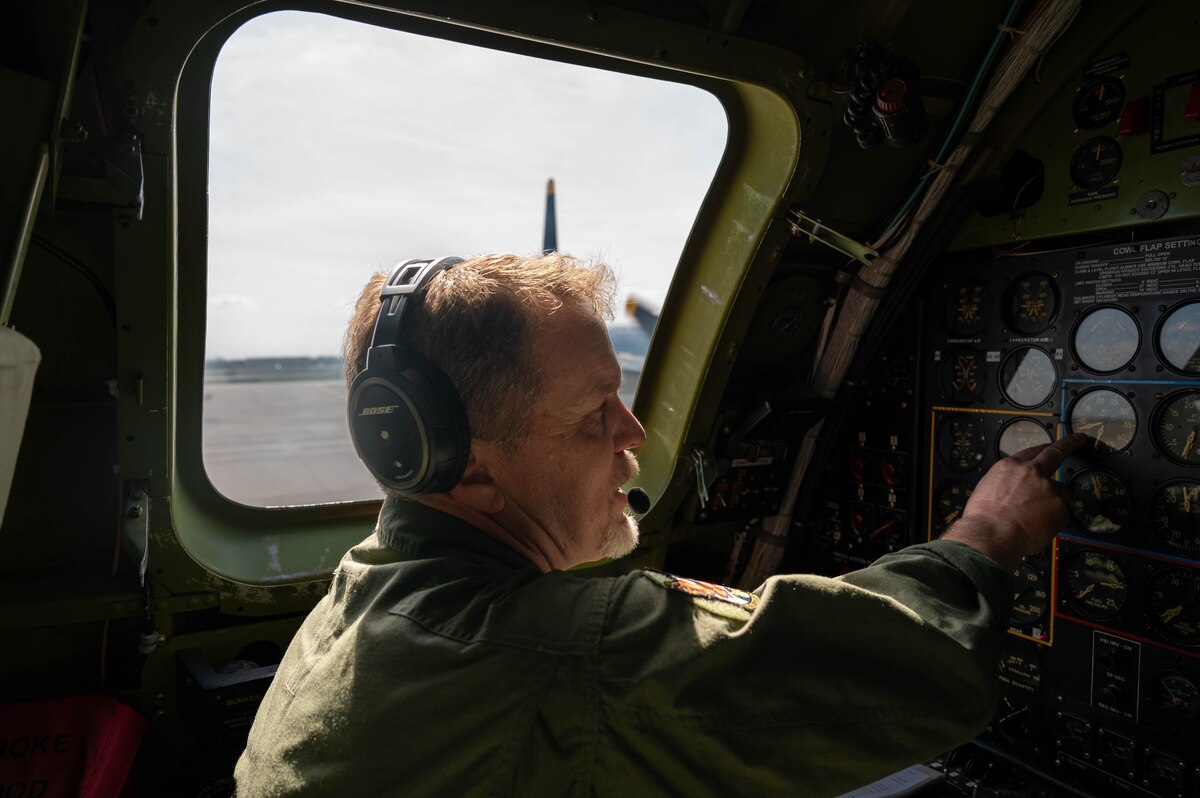 Donald Obreiter, 97th Maintenance Squadron director and Doc maintenance director, prepares the engines for a flight in Wichita, Kansas, April 2, 2025. Obreiter has worked on Doc since 2012. (U.S. Air Force photo by Senior Airman Kari Degraffenreed)