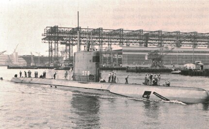 USS Skate (SSN 578) departs Norfolk Naval Shipyard on September 18, 1967.