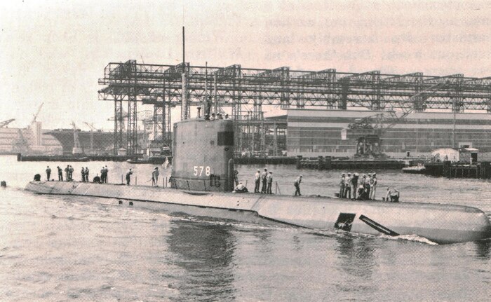 USS Skate (SSN 578) departs Norfolk Naval Shipyard on September 18, 1967.