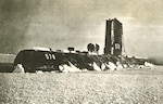 USS Skate (SSN 578) surfaces for the first time at the North Pole on March 17, 1959.