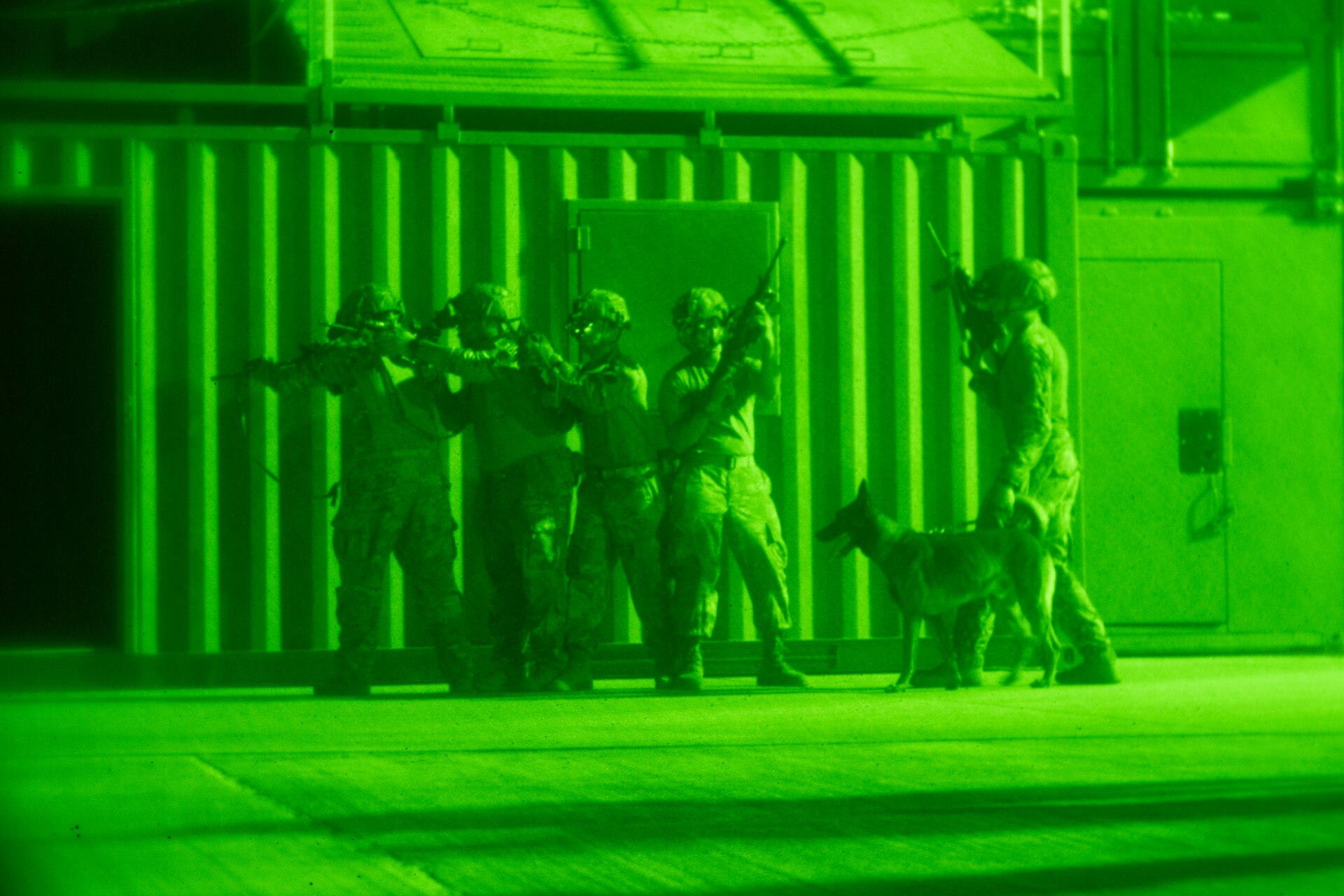 U.S. Army soldiers assigned to Task Force Associator with the East Africa Response Force conduct close quarter night battle training at Camp Lemonnier, Djibouti, Dec. 17, 2024. The EARF practiced rapid deployment and providing security reinforcement support to respond to crisis. (U.S. Army photo by Staff Sgt. Ivan Mendez- Roman)