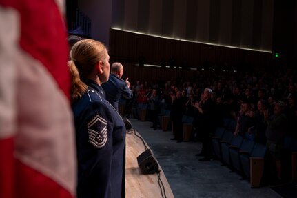 The U.S. Air Force Band receives an ovation during a concert at Utah State University in Logan, Utah, March 25, 2025.