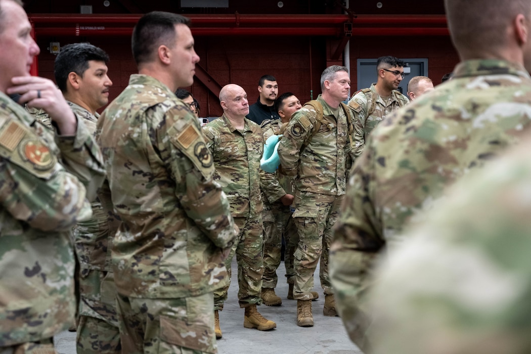 Members of the Colorado Air National Guard prepare for a deployment to an expeditionary air base, Buckley Space Force Base, Colorado, March 25, 2025.