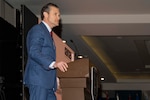 Defense Secretary Pete Hegseth provides opening remarks at the Central American Security Conference in Panama City, April 9, 2025.