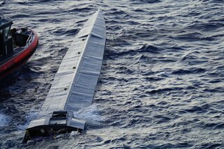 Coast Guard Cutter James' law enforcement boat crew interdicts a low profile suspected drug smuggling vessel in the Eastern Pacific Ocean, Jan. 7, 2025. The crew of U.S. Coast Guard Cutter James offloaded more than 44,550 pounds of cocaine and 3,880 pounds of marijuana valued at approximately $509.9 million in Port Everglades, April 9, 2025. (U.S. Coast Guard photo)