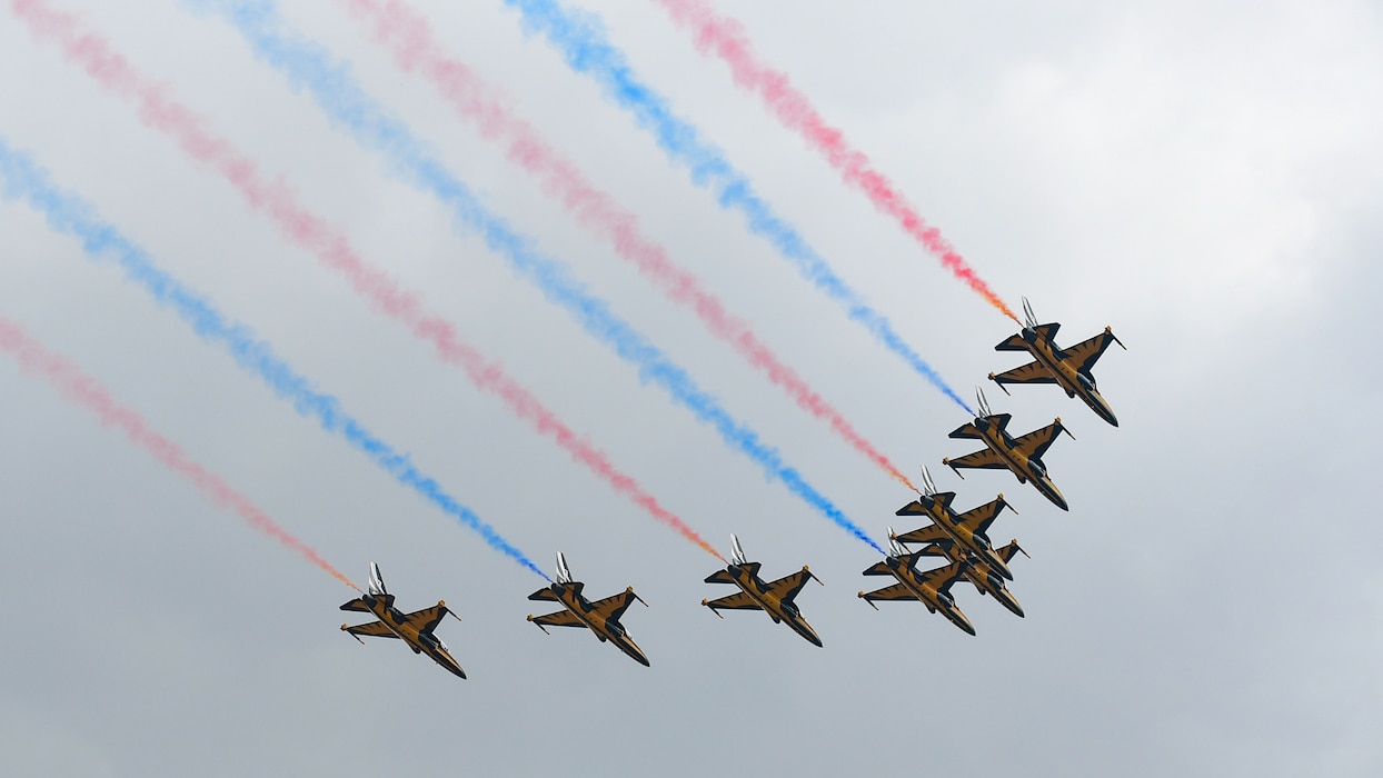 Air planes fly by.