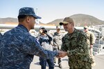 Rear Adm. Todd F. Cimicata visits Jinhae Naval Base during a joint dive and salvage exercise.