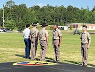 Spc. Uriel Rosario, a cavalry scout assigned to "Crazy" Troop, 1st Squadron, 94th Cavalry Regiment, is presented with the Excellence in Armor award during his one-station unit training graduation at Fort Moore, GA, June 2024.