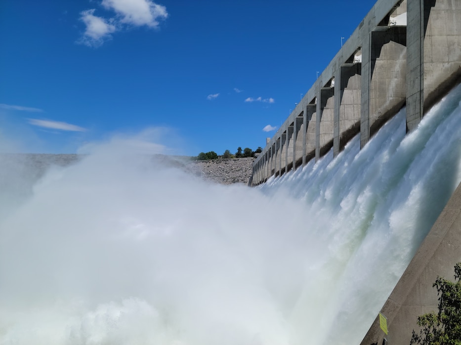 Photo of Chief Joseph Dam, located in Bridgeport, Washington, the largest  hydropower-producing dam operated by USACE. The single powerhouse is over a third of a mile long and holds 27 house-sized turbines. The dam alone produces enough power to supply the entire Seattle metropolitan area. Bonneville Power Administration Power markets the power the operating project produces. 