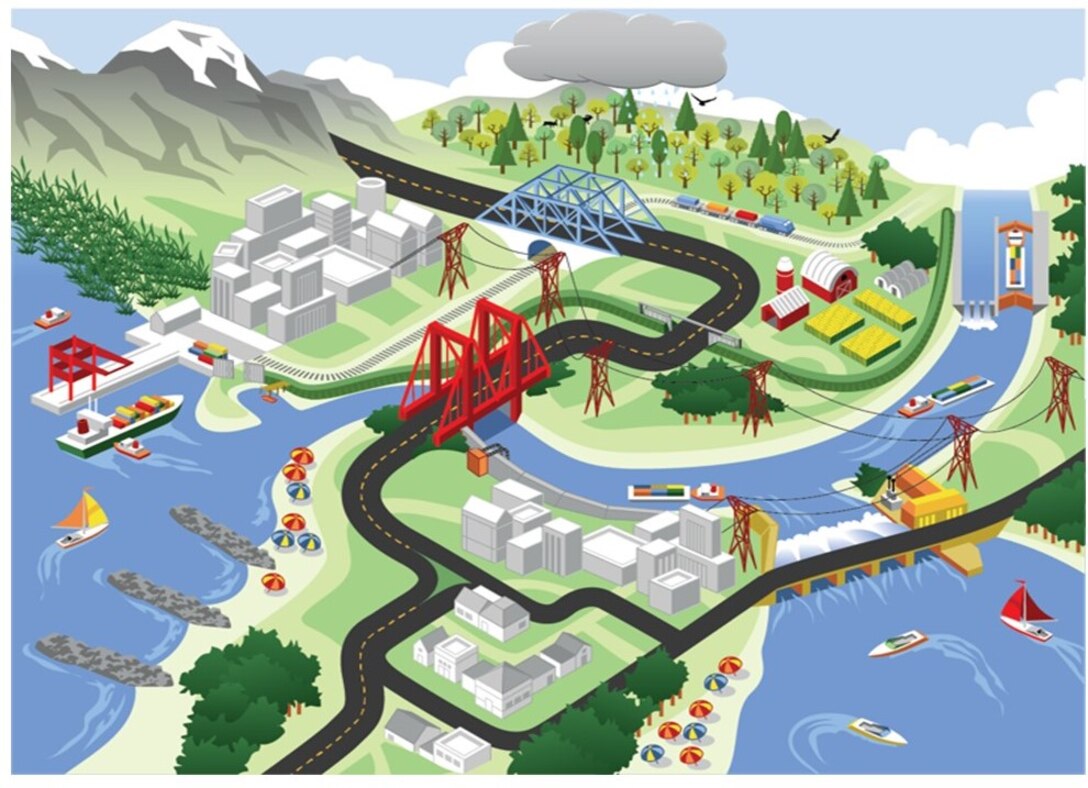 Illustration of U.S. Army Corps of Engineers dams and levee systems. A federally regulated dam is any artificial barrier between six and 25-feet high, storing at least 50 acre-feet of water. Structures below six feet are not considered dams if there is no life safety risk. Any structure 25 feet and over storing at least 15 acre-feet of water is a dam. There are 90,000 dams in the U.S. that meet this definition.