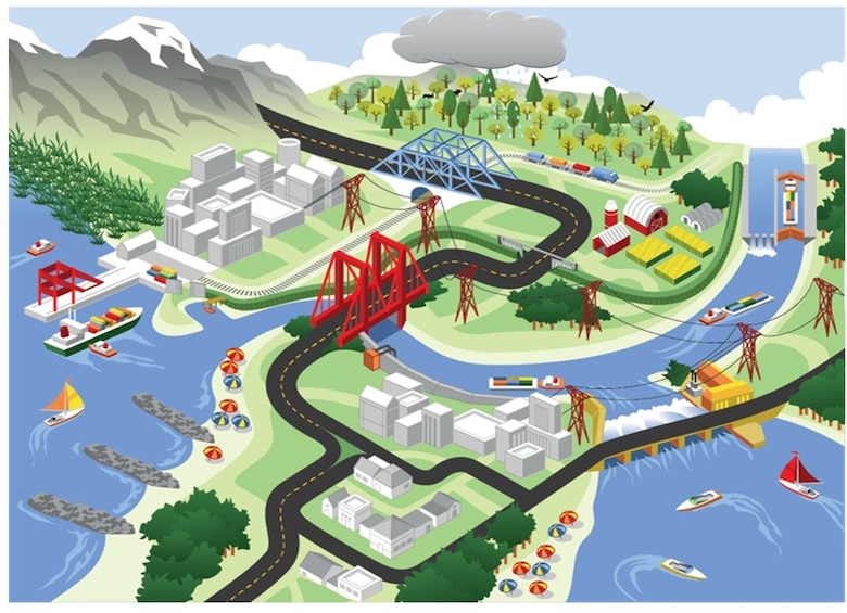 Illustration of U.S. Army Corps of Engineers dams and levee systems. A federally regulated dam is any artificial barrier between six and 25-feet high, storing at least 50 acre-feet of water. Structures below six feet are not considered dams if there is no life safety risk. Any structure 25 feet and over storing at least 15 acre-feet of water is a dam. There are 90,000 dams in the U.S. that meet this definition.
