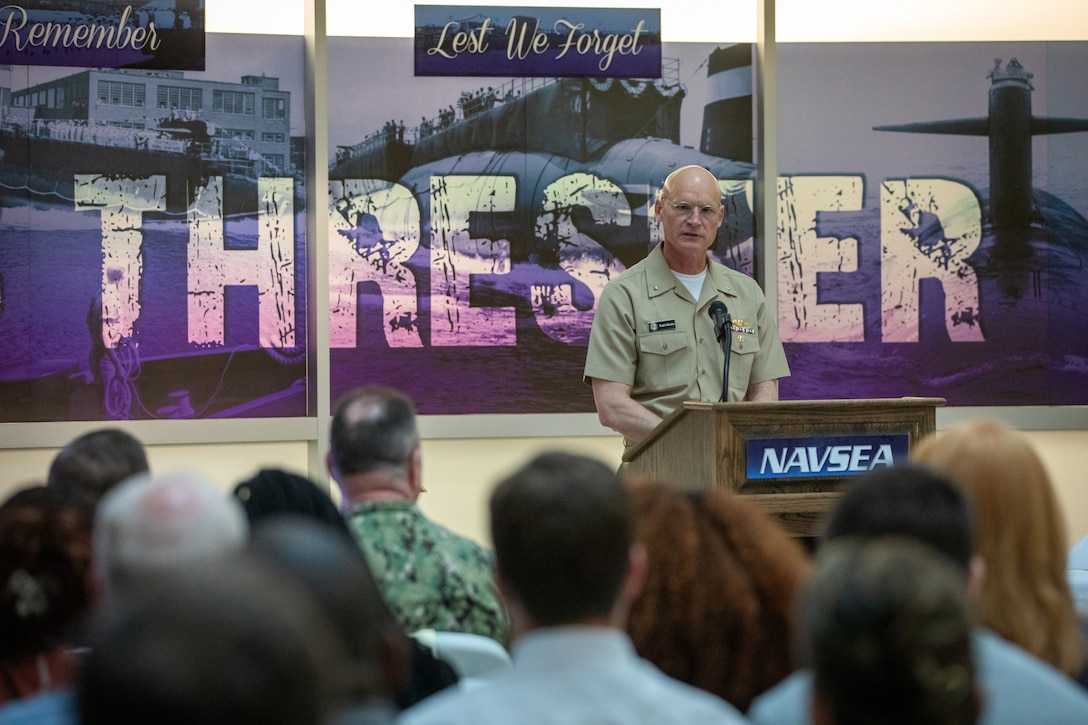 WASHINGTON, DC (April 10, 2025) - The NAVSEA 62nd Anniversary Commemoration Ceremony for the USS Thresher (SSN 593) was held in Bldg. 201 at the Washington Navy Yard.