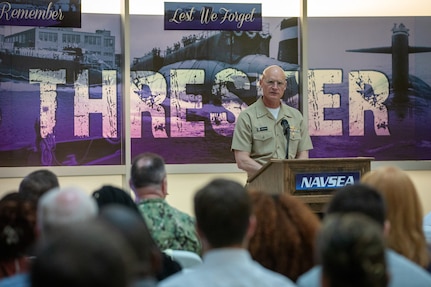 WASHINGTON, DC (April 10, 2025) - The NAVSEA 62nd Anniversary Commemoration Ceremony for the USS Thresher (SSN 593) was held in Bldg. 201 at the Washington Navy Yard.