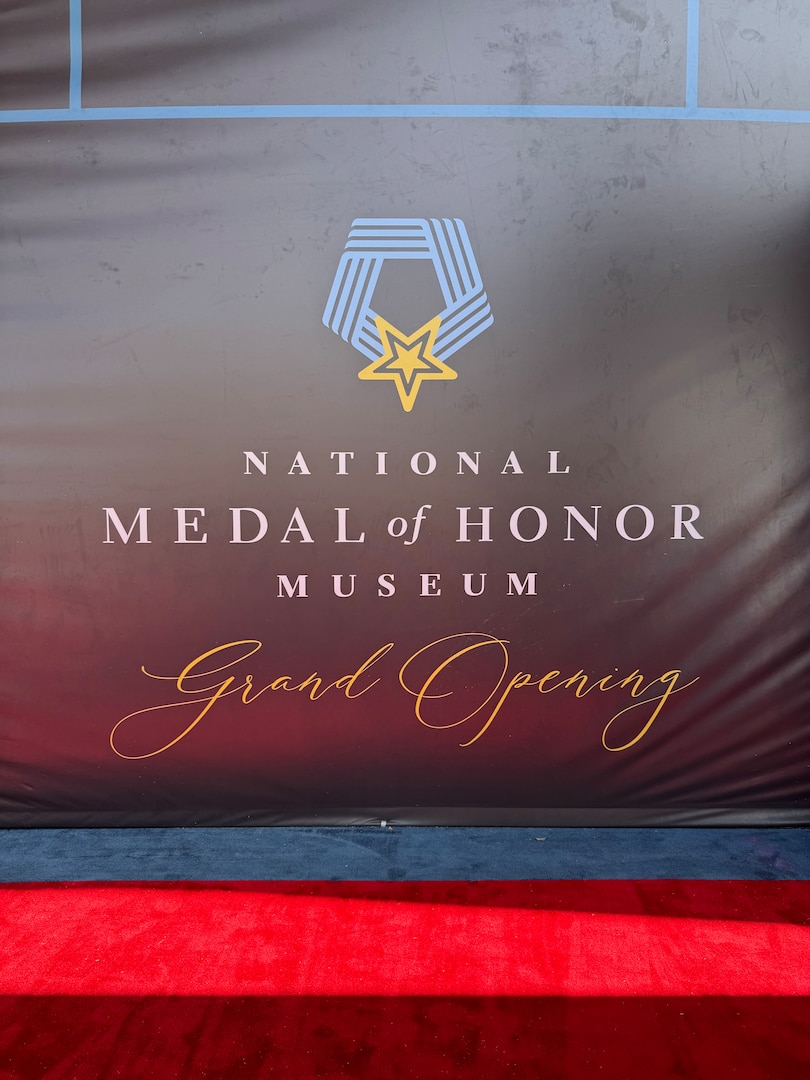 Red carpet with National Medal of Honor Museum written on the wall