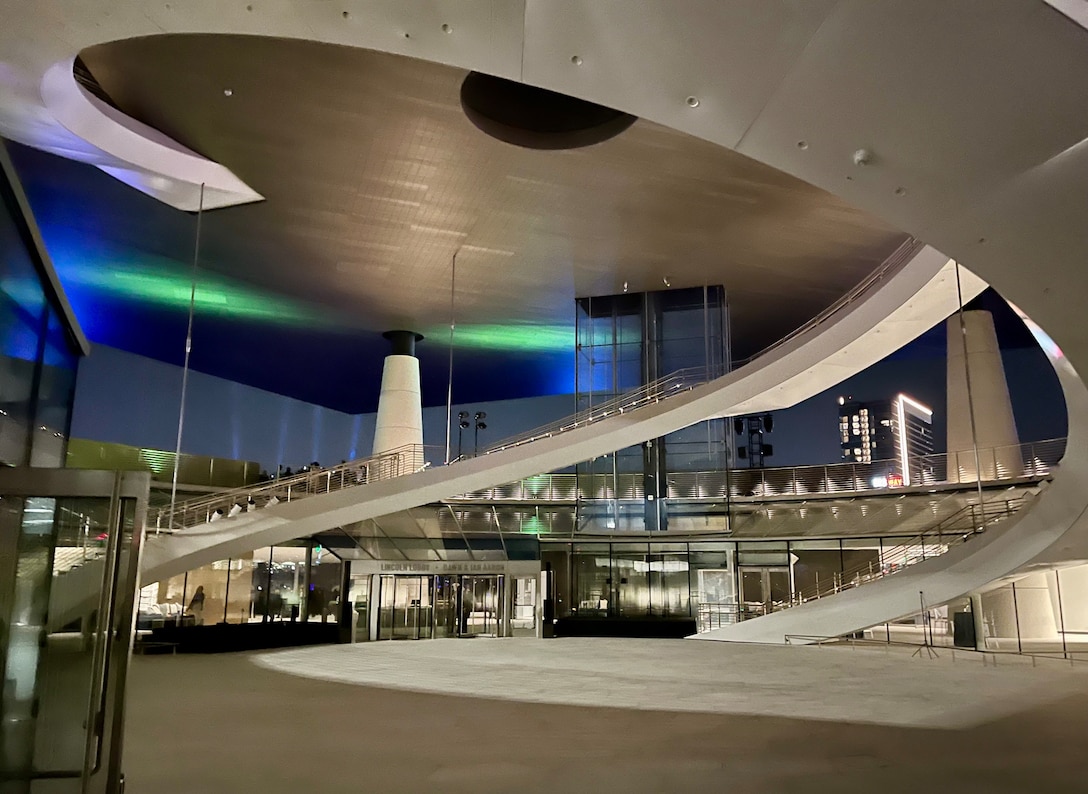 Inside view of a museum with stairs