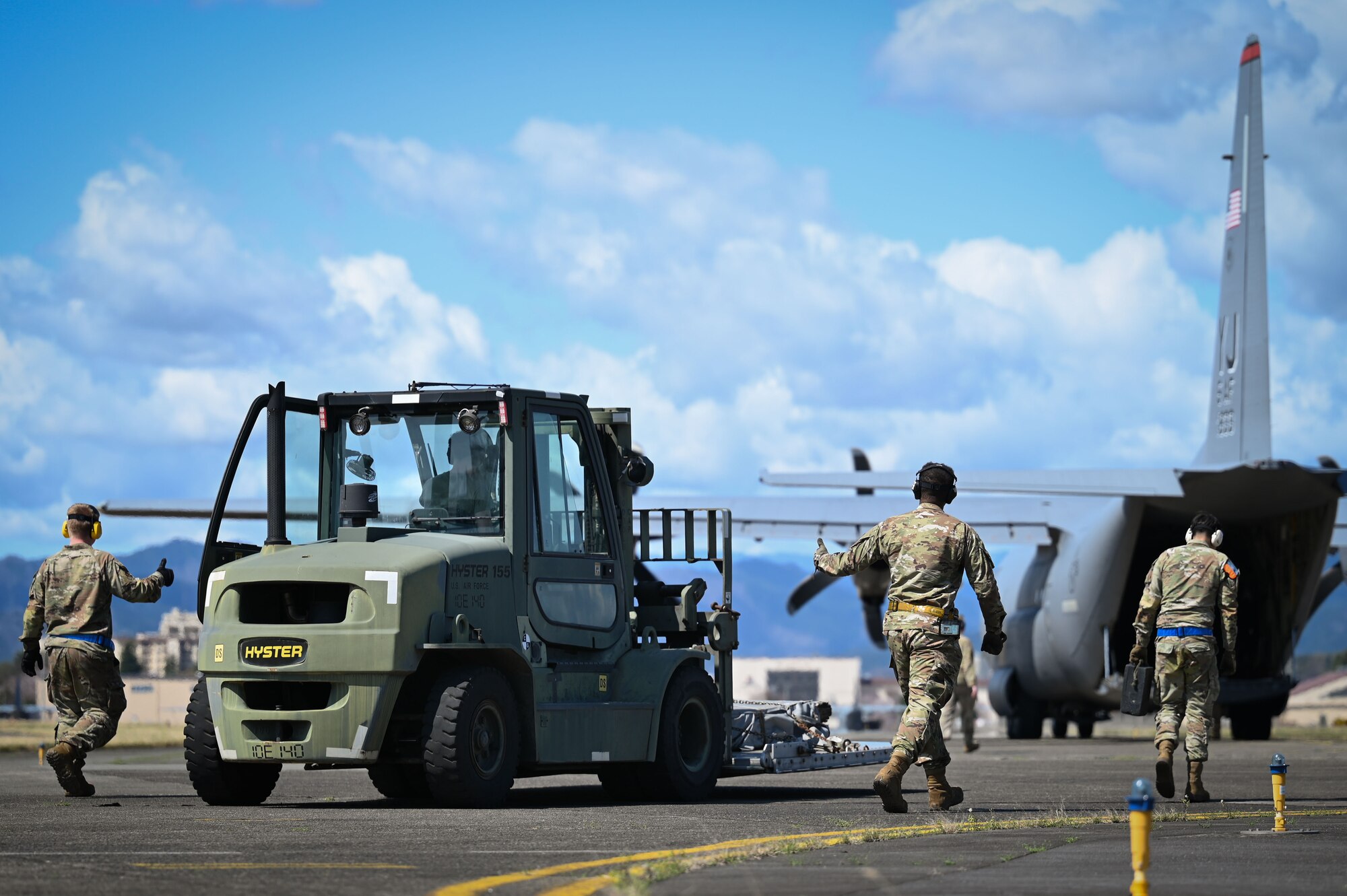Airmen direct forklift.