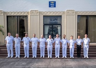 JOINT BASE PEARL HARBOR-HICKAM (April 3, 2025) — Attendees of the Undersea Warfare Commanders’ Conference (USWCC) pose for a group photo on Joint Base Pearl Harbor-Hickam, Hawaii, April 3, 2025. First held in 2018, this year’s theme was “Strengthening Theater Undersea Warfare Interoperability and Lethality in the Indo-Pacific Theater.” The USWCC conference included submarine force representatives from Australia, Canada, France, Japan, Republic of Korea, Singapore, and the U.K. The multi-day event included briefings from each partner nation focused on force employment, combat readiness, interoperability, and integration of emerging technology such as unmanned systems and artificial intelligence. (U.S. Navy photo by Mass Communication Specialist 1st Class Scott Barnes)