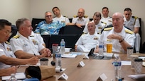 JOINT BASE PEARL HARBOR-HICKAM (April 4, 2025) — Adm. Bill Houston, director, Naval Nuclear Propulsion Program, Department of the Navy/Department of Energy, addresses attendees during the Undersea Warfare Commanders’ Conference (USWCC) on Joint Base Pearl Harbor-Hickam, April 4, 2025. First held in 2018, this year’s theme was “Strengthening Theater Undersea Warfare Interoperability and Lethality in the Indo-Pacific Theater.” The USWCC conference included submarine force representatives from Australia, Canada, France, Japan, Republic of Korea, Singapore, and the U.K. The multi-day event included briefings from each partner nation focused on force employment, combat readiness, interoperability, and integration of emerging technology such as unmanned systems and artificial intelligence. (U.S. Navy photo by Mass Communication Specialist 1st Class Scott Barnes)