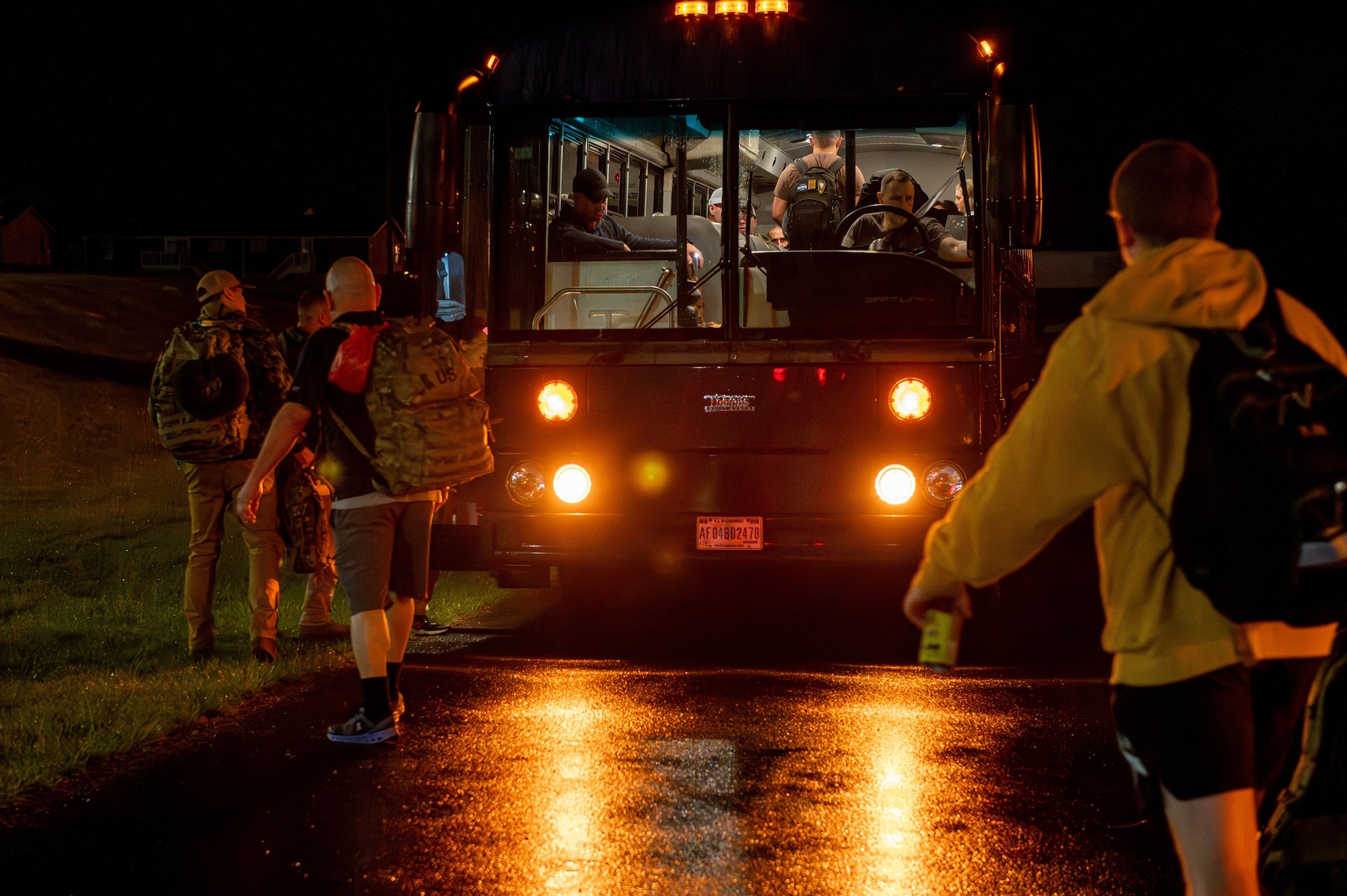 people get on a bus