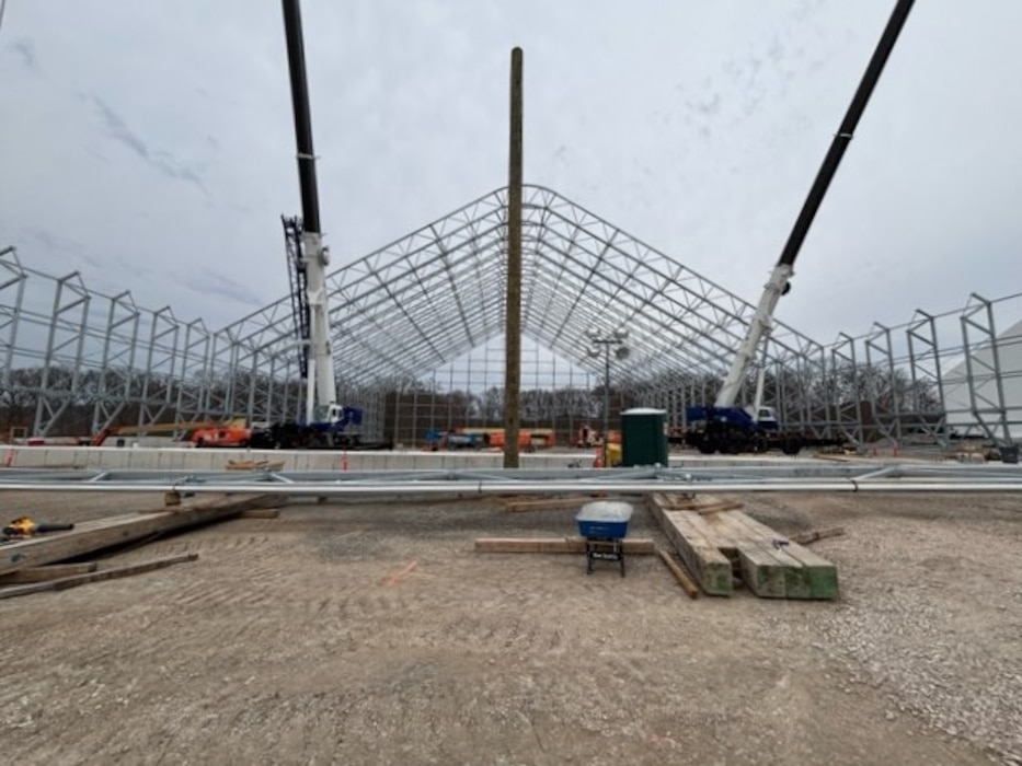 A building frame under active construction.