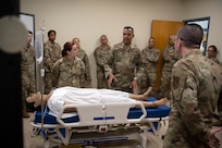 U.S. Air Force Col. Evaristo Orengo, commander, 156th Wing, Puerto Rico Air National Guard, speaks about the value of the simulator during the medical group trauma training simulator lab inauguration at Muñiz Air National Guard Base, Carolina, Puerto Rico, April 6, 2025.