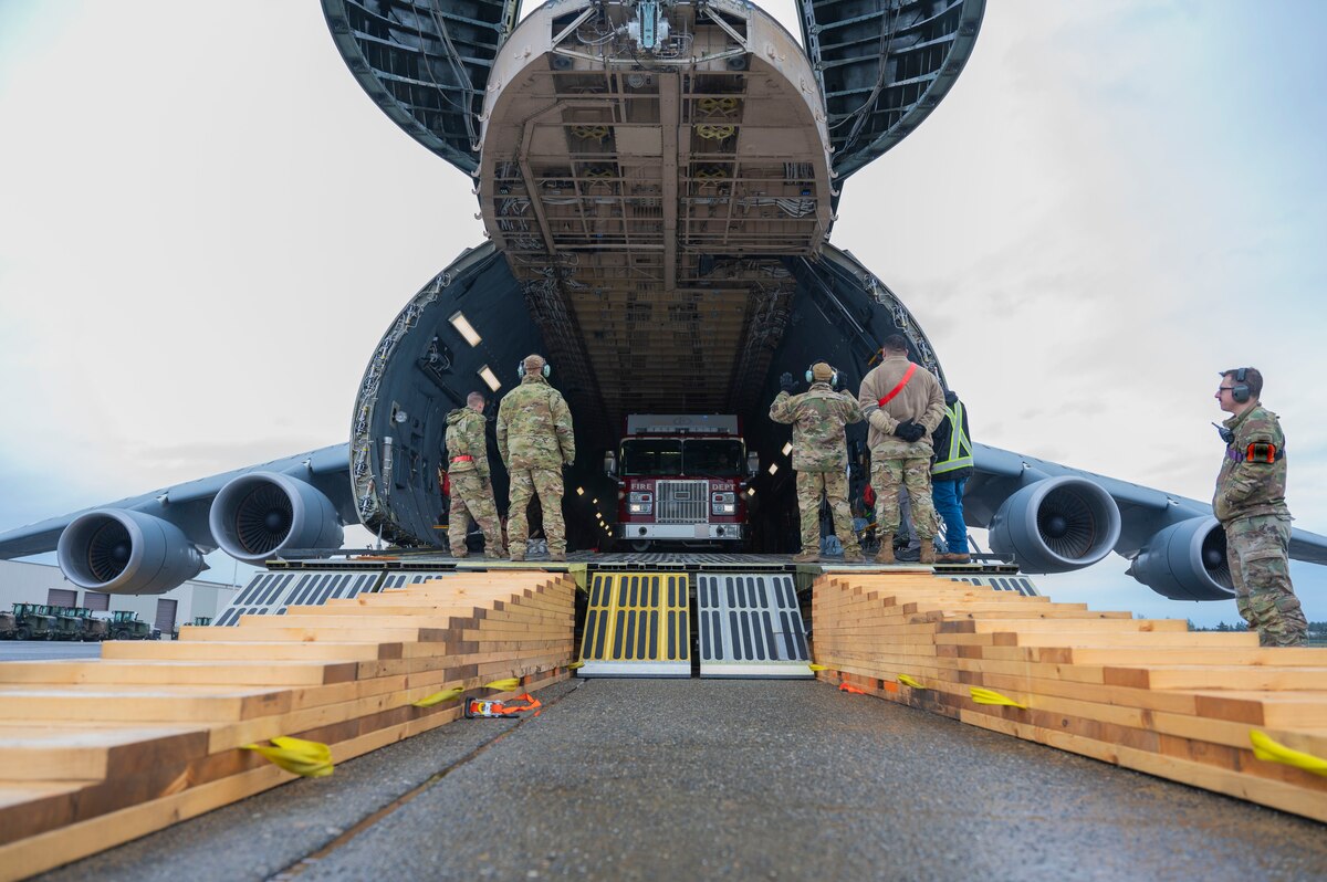 62d APS readies fire truck for airlift, supporting swift