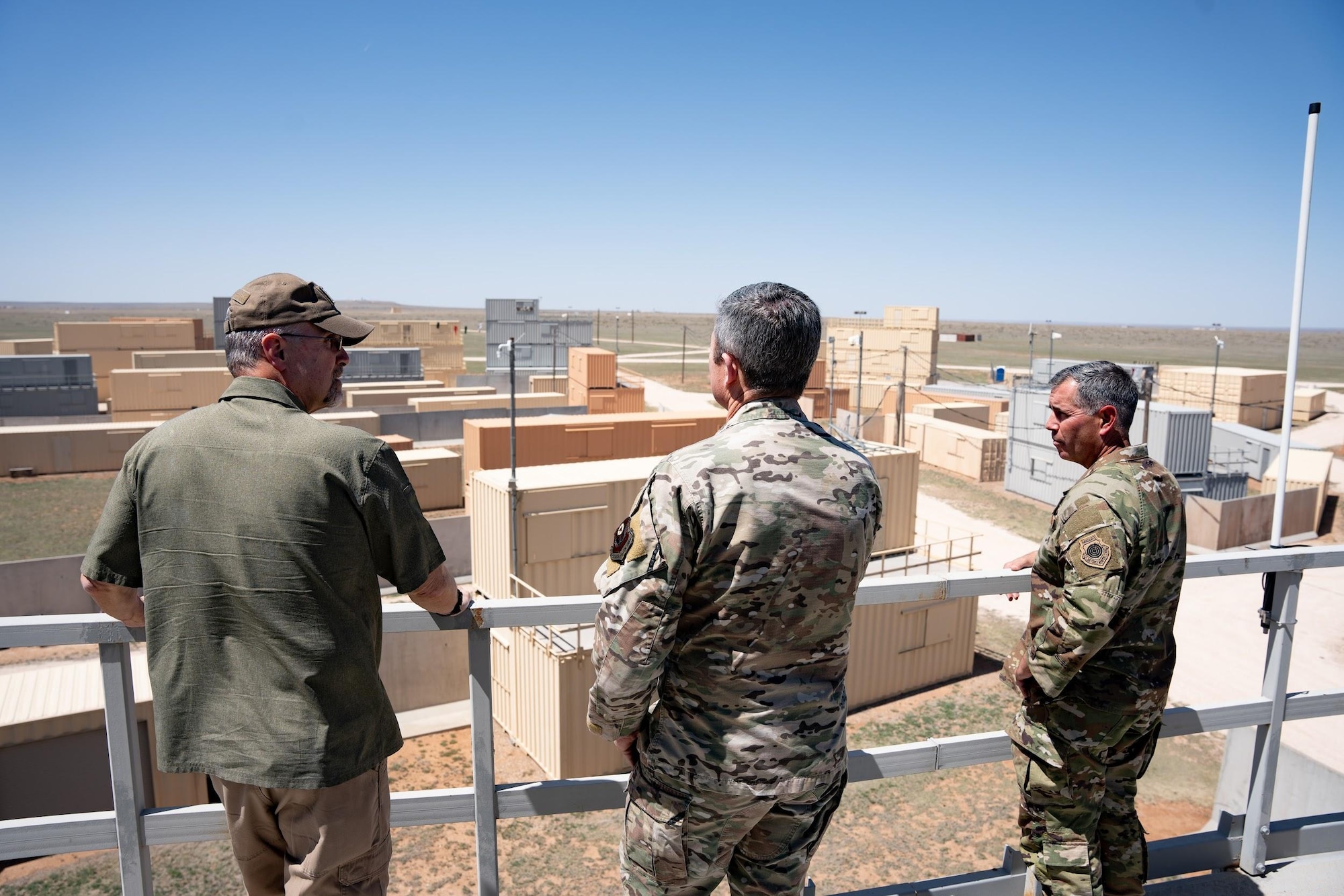 U.S. Air Force Lt. Gen. Michael Conley, center, commander of Air Force Special Operations Command, tours Melrose Air Force Range, New Mexico.