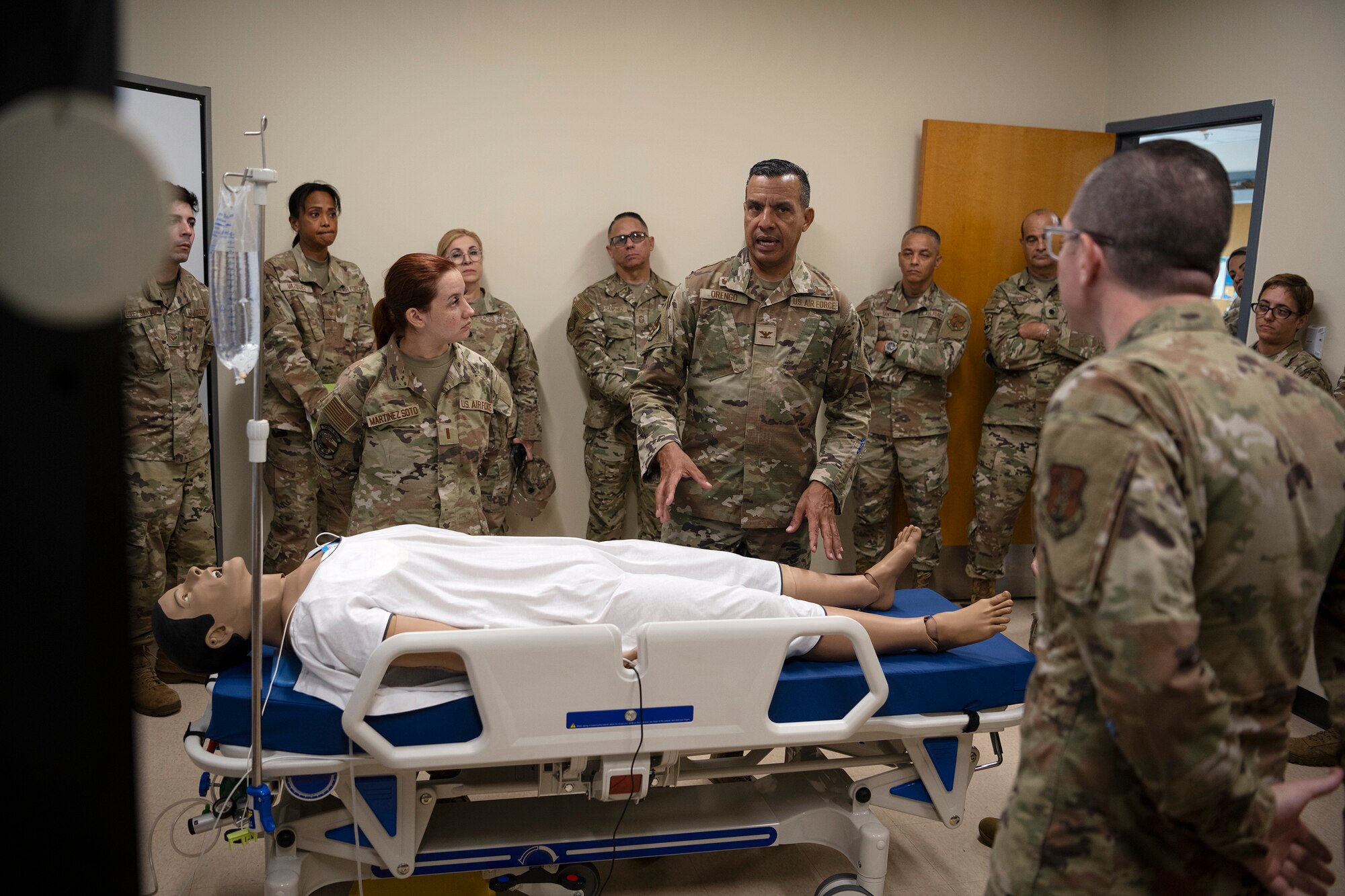 U.S. Air Force Col. Evaristo Orengo, commander, 156th Wing, Puerto Rico Air National Guard, speaks about the value of the simulator during the medical group trauma training simulator lab inauguration at Muñiz Air National Guard Base, Carolina, Puerto Rico, April 6, 2025.