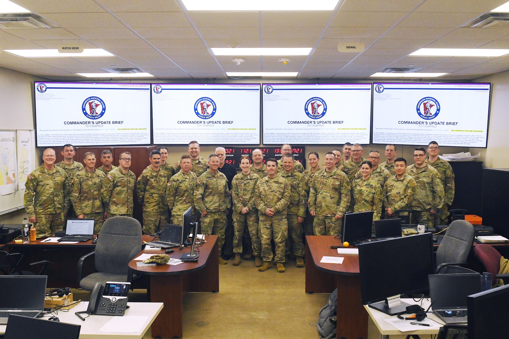Teams from the Minnesota National Guard Joint Operations Center (JOC) conducted an exercise April 08-10, 2025 on Camp Ripley in order to participate in the U.S. Army NORTHCOM Joint Operations Center Training Course (JOC-TC).
