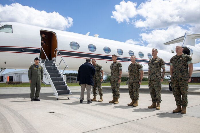 Secretary Of The Navy Departs MCAS New River