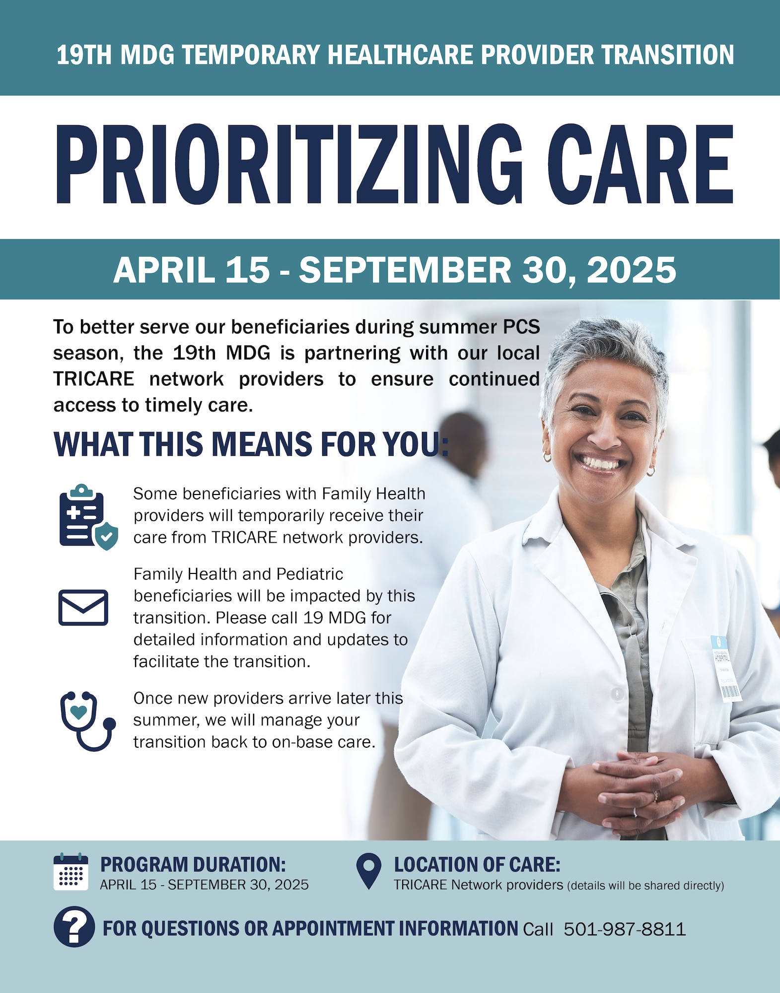 Information detailing anticipated staffing changes for the MDG.