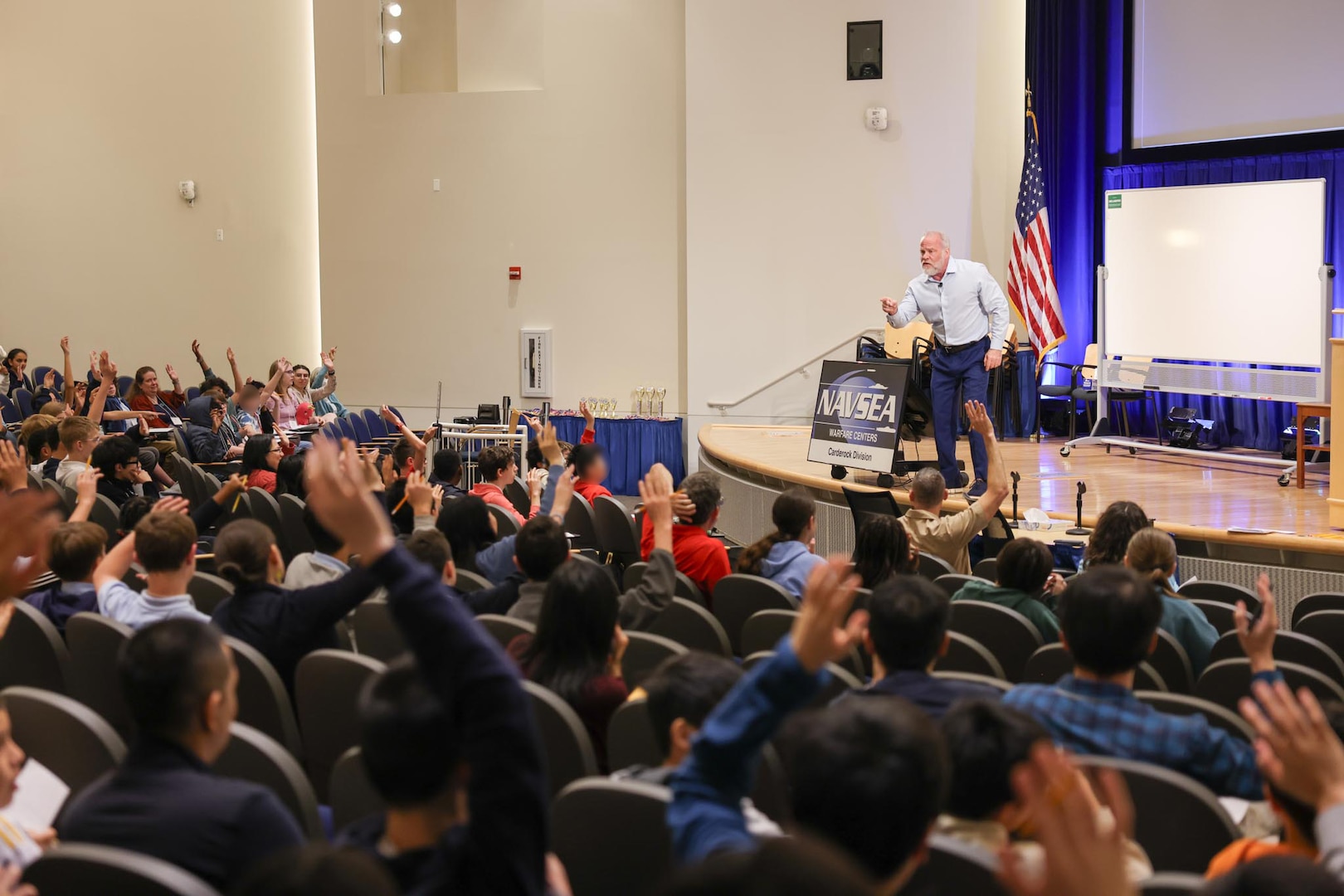Two-time USA Memory Champion Ron White showcases his mnemonic talent for students attending the 14th annual Carderock Math Contest on Friday, April 4, 2025, in West Bethesda, Maryland.